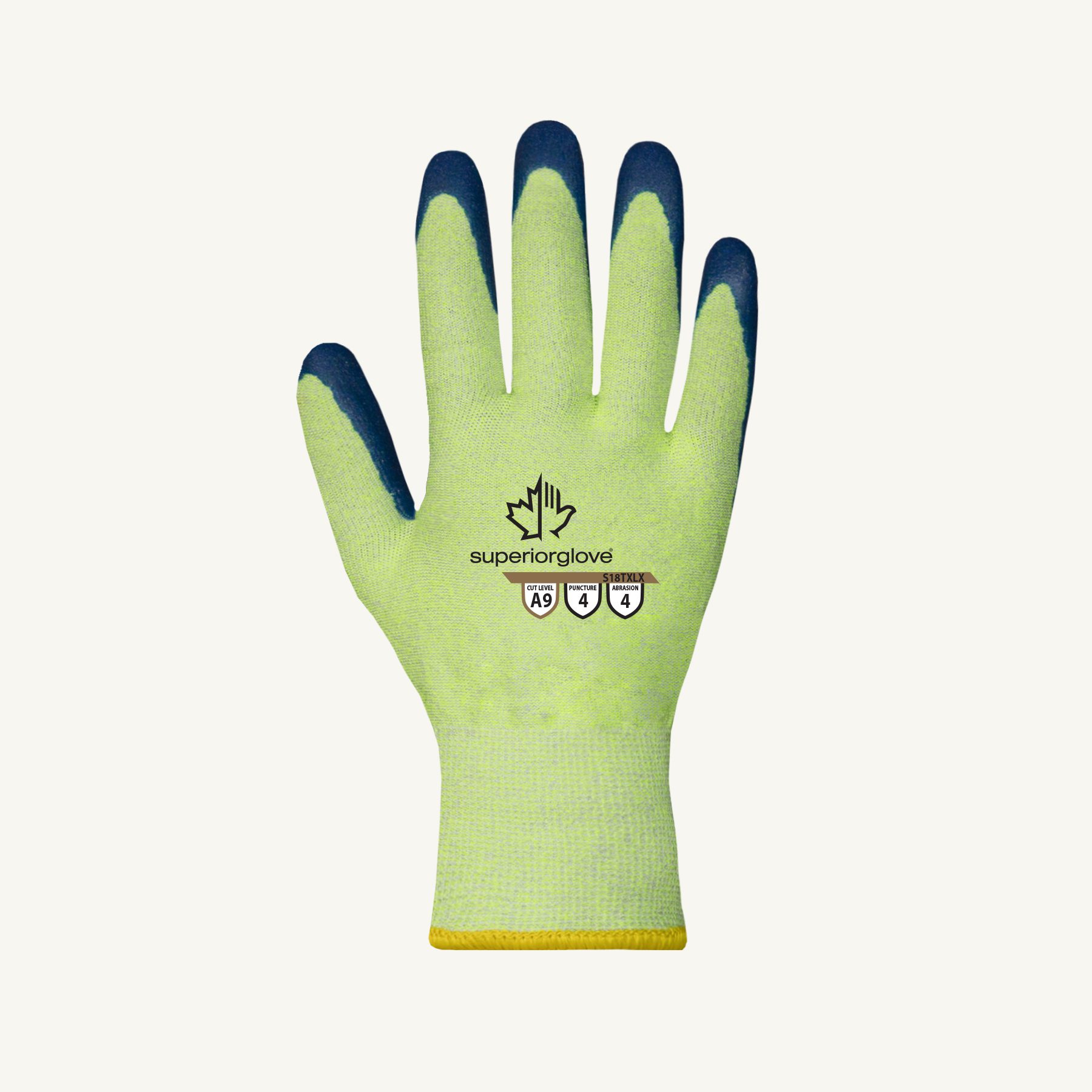 Superior Glove® TenActiv™ S18TXLX Micropore Latex Coated Hi-Viz A9 Cut Gloves 